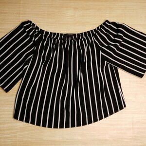 Forever 21 Striped Off Shoulder Crop Blouse Small